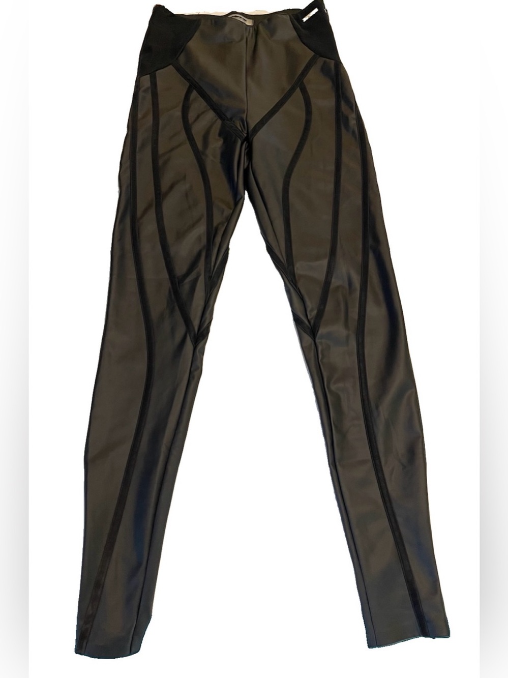 MANIERE DE VOIR Matte Vegan Leather Contour Leggings Women’s Size 6 Small Black